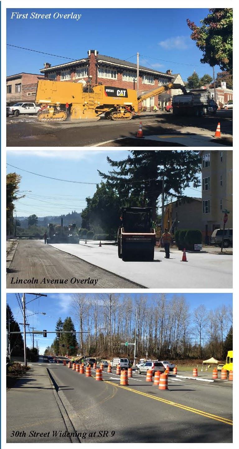 large equipment doing roadwork in 2017 First Street, Lincoln Ave and 30th St